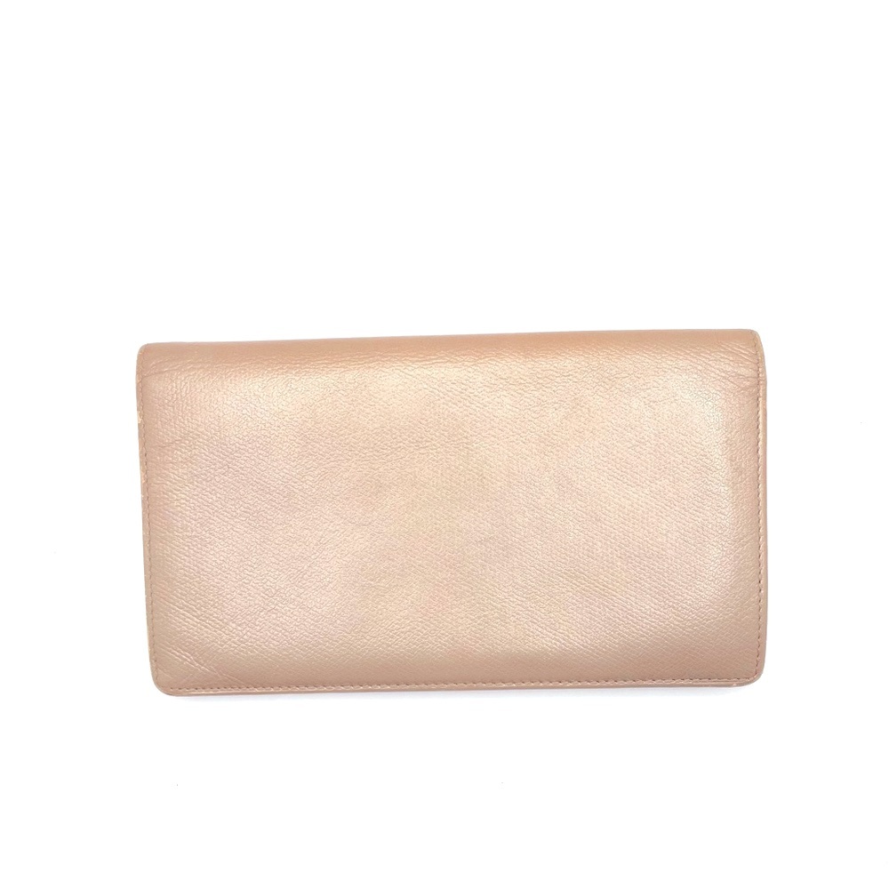 Authentic CHANEL CC Champagne Beige Leather Bifold Long Wallet - Picture 2 of 13